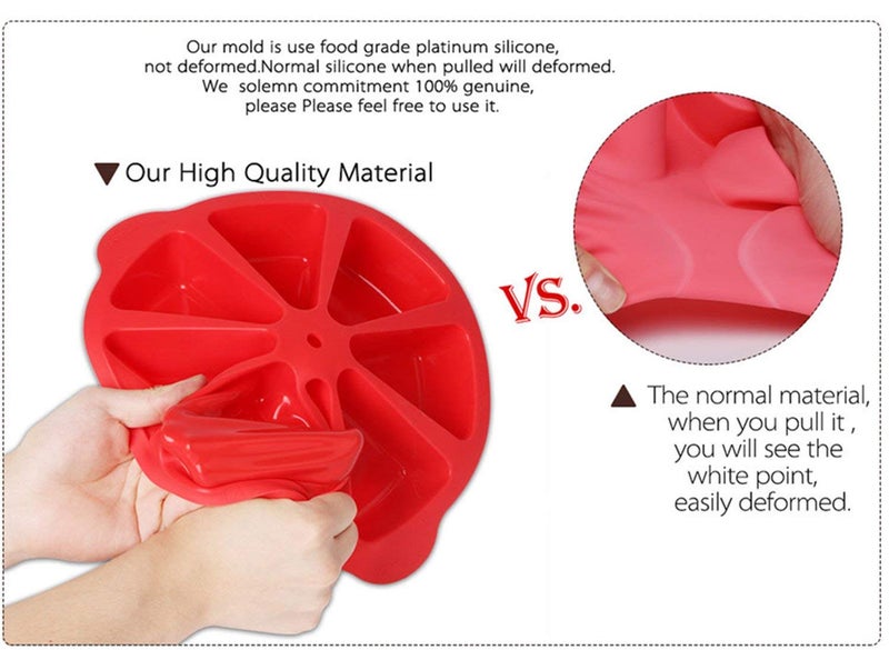 SHEbaking Scone Pan Silicone Triangle Cake Mold for Baking Nonstick Cornbread Pan 8 Cavity Pie Silicone Mold Perfect for Brownies, Muffin, Cupcake, Soap, polenta, or biscuits (Red) - Image 5
